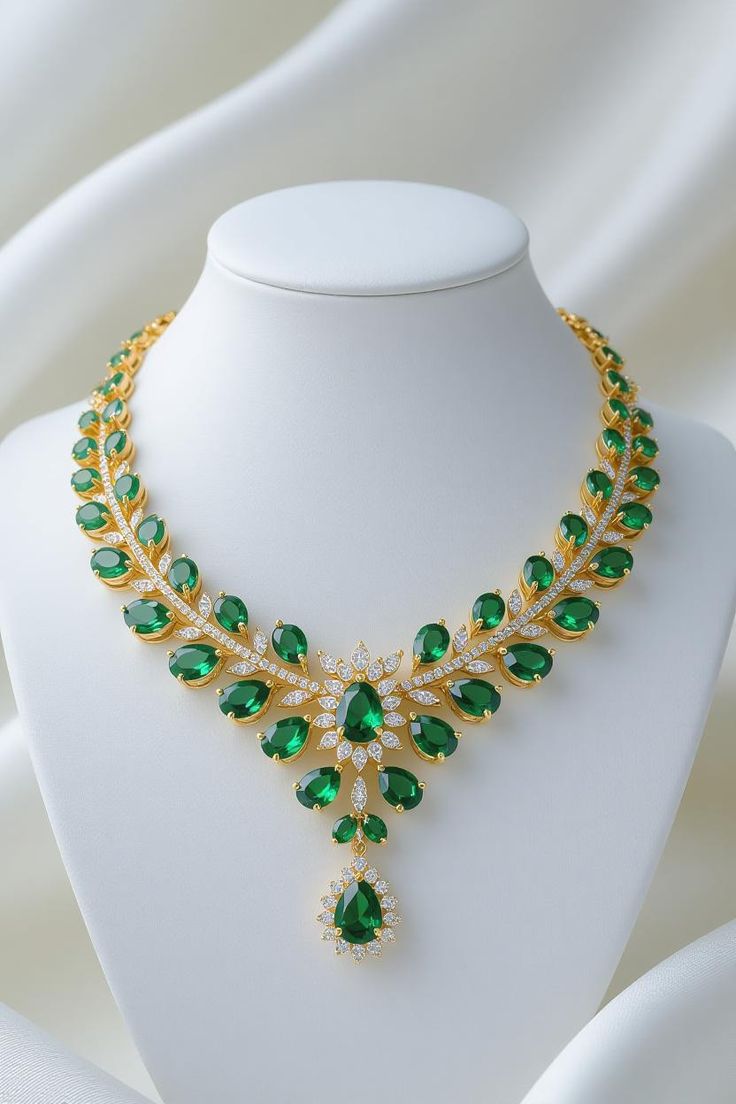 Emeralds and brilliant-cut diamonds