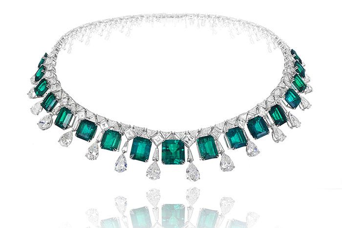 A symphony of emerald-cut stones and pear-drop diamonds