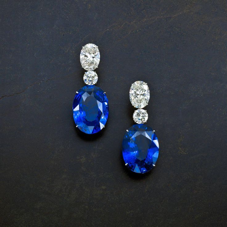 Deep oval sapphires with white diamonds