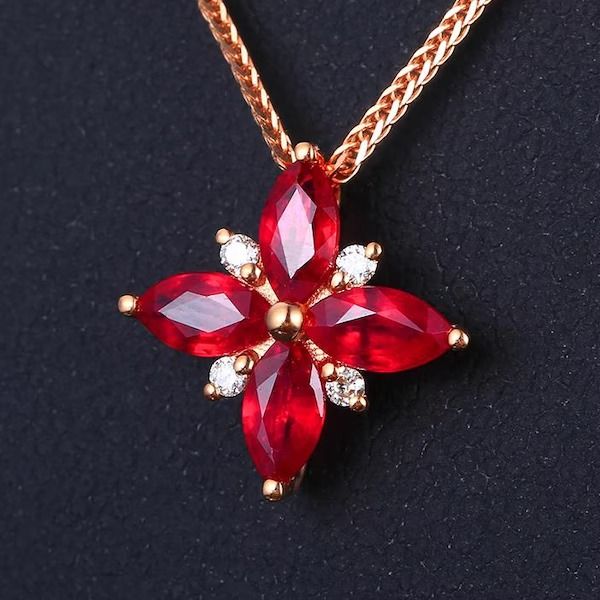 Ruby Fire Bloom Pendant