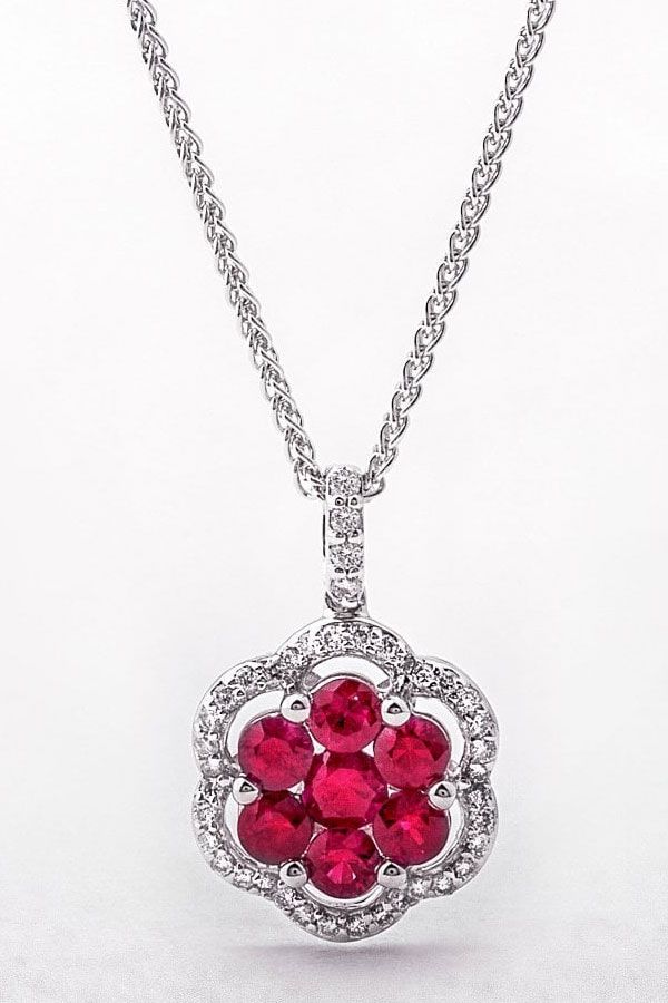 Ruby Bloom Halo Pendant