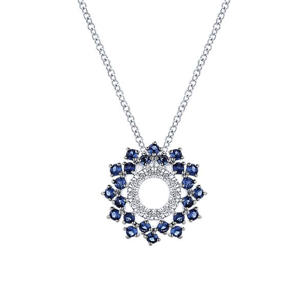 Sapphire Diamond Halo Pendant