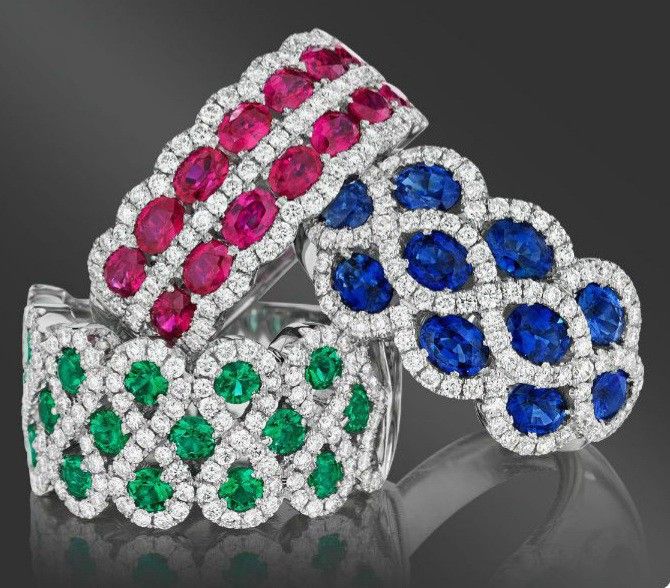 The Holy Trinity of high jewelry: Ruby, Sapphire, and Emerald.